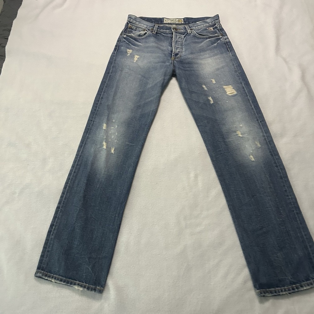 Roy Rogers Jimmy Denim Blue Jeans Button Fly Men's 32x32 Distressed Straight Leg